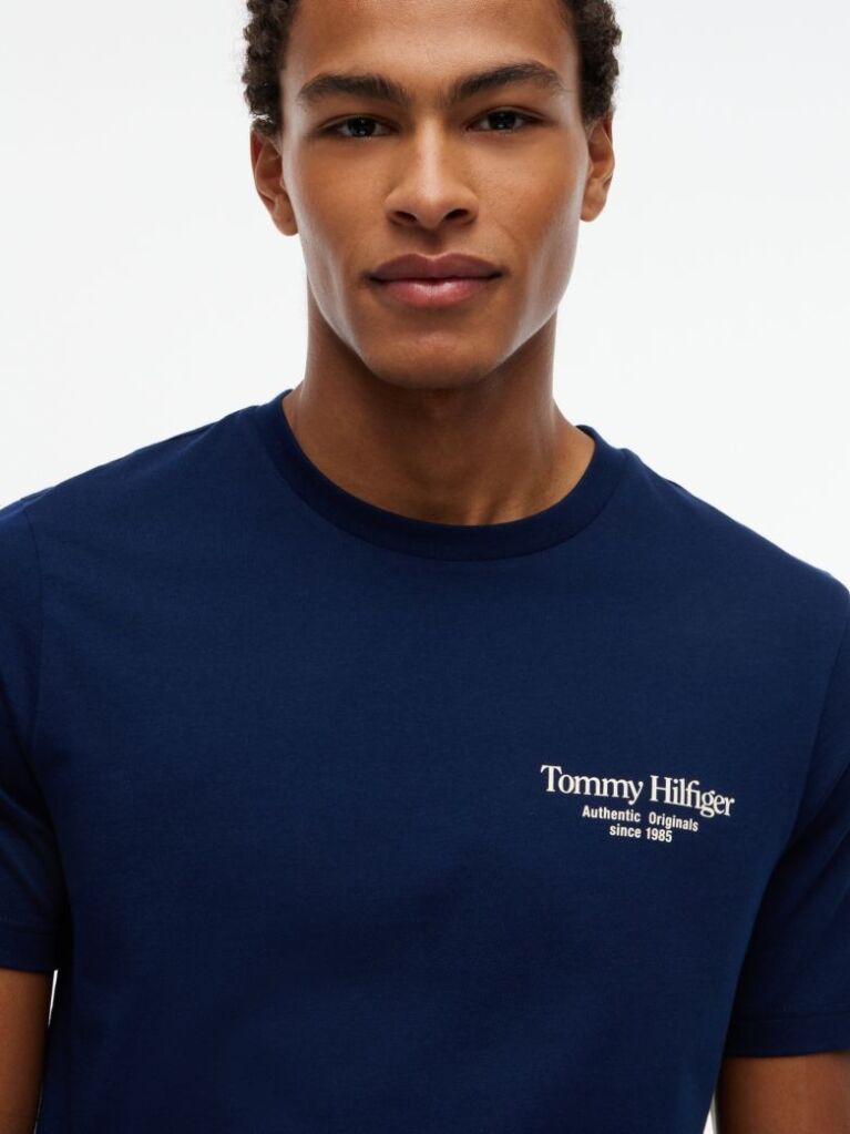 Μπλε T-Shirt Με Κλασική Λαιμόκοψη Και Πίσω Λογότυπο  Άνδρες