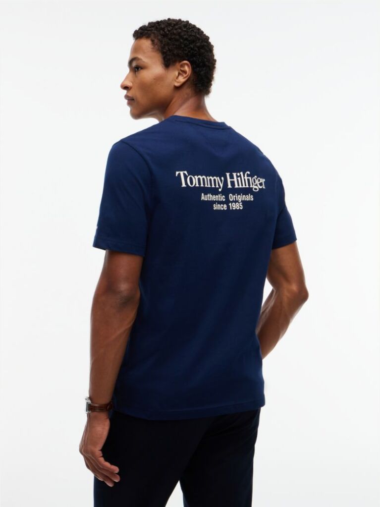 Μπλε T-Shirt Με Κλασική Λαιμόκοψη Και Πίσω Λογότυπο  Άνδρες