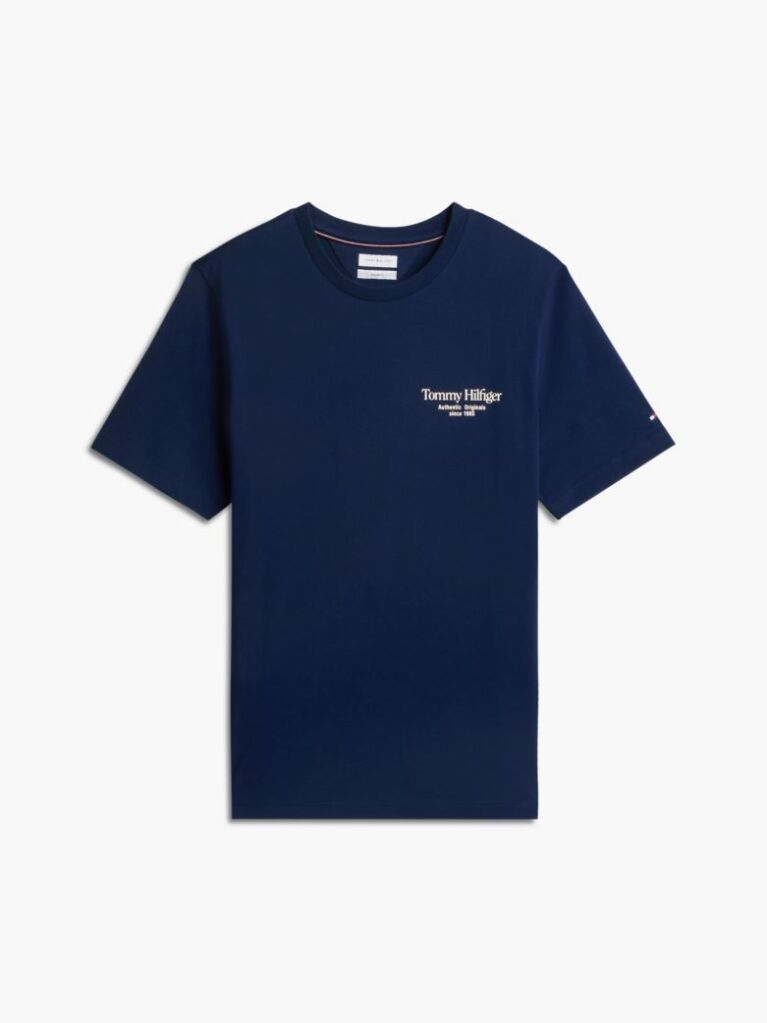 Μπλε T-Shirt Με Κλασική Λαιμόκοψη Και Πίσω Λογότυπο  Άνδρες