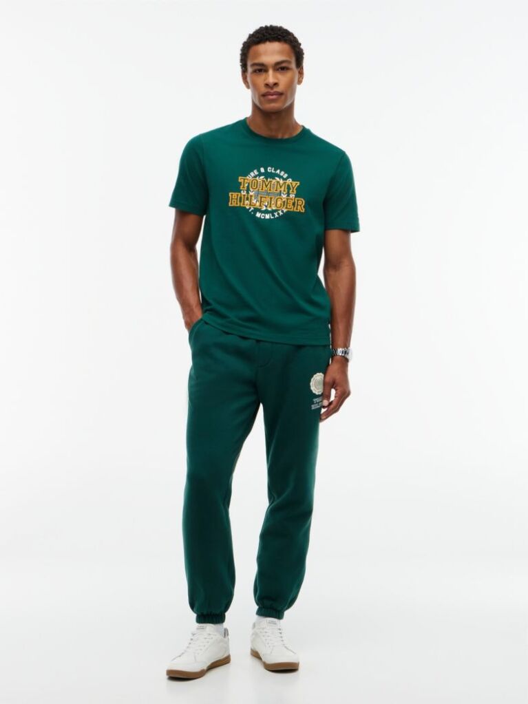 Green Varsity Logo Peached Jersey T-Shirt  Men