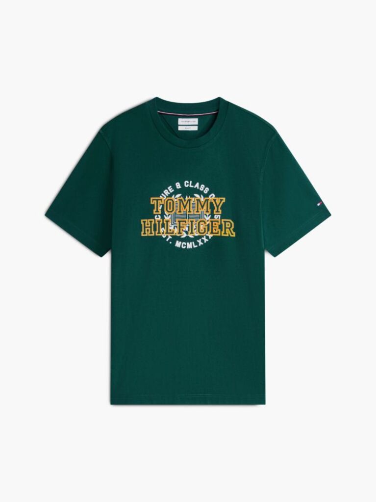 Green Varsity Logo Peached Jersey T-Shirt  Men