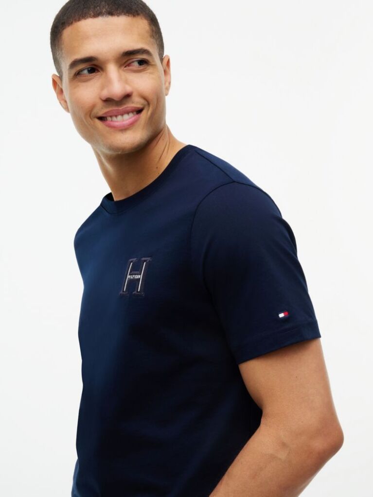 Blue Varsity Logo Embroidery Crew Neck T-Shirt  Men