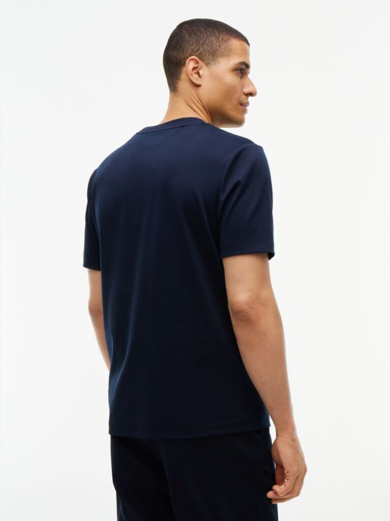 Μπλε T-Shirt Με Ανάγλυφο Λογότυπο Και Interlock Πλέξη   Άνδρες