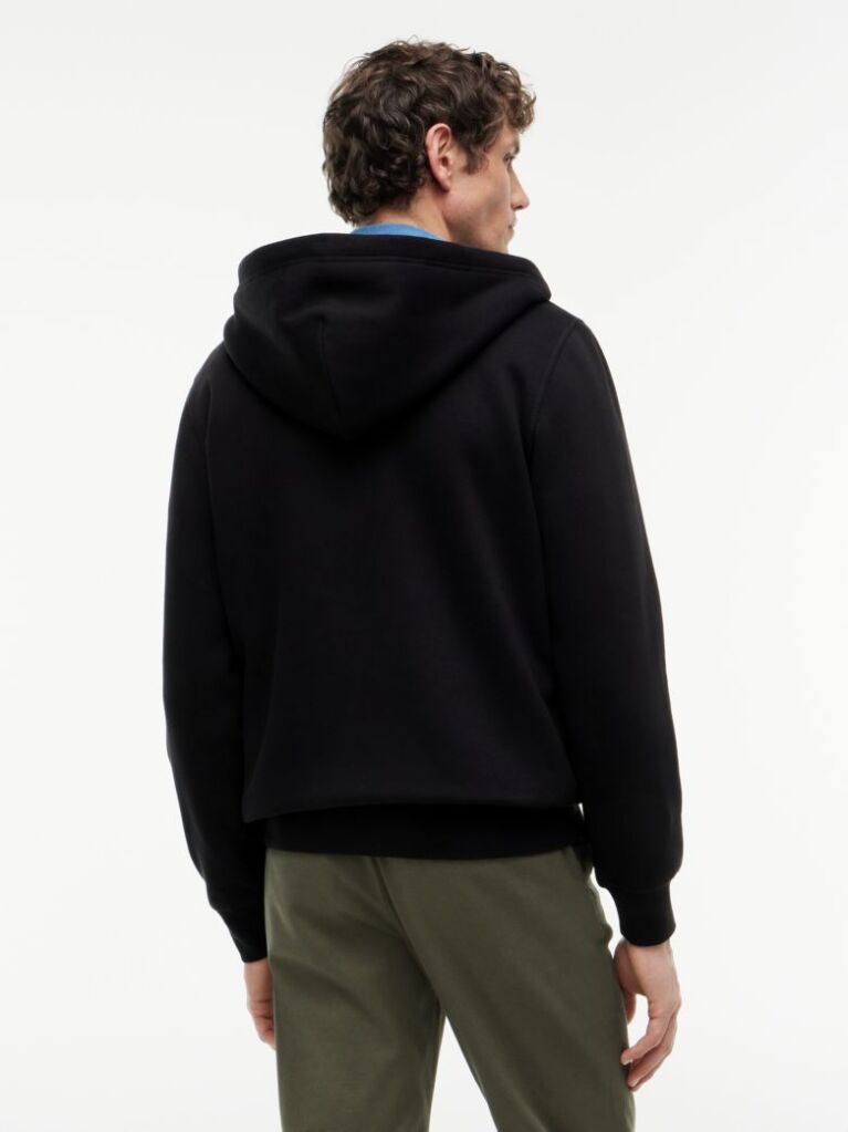 Μαύρο Fleece Hoody Με Φερμουάρ Και Κεντητό Σημαιάκι  Άνδρες