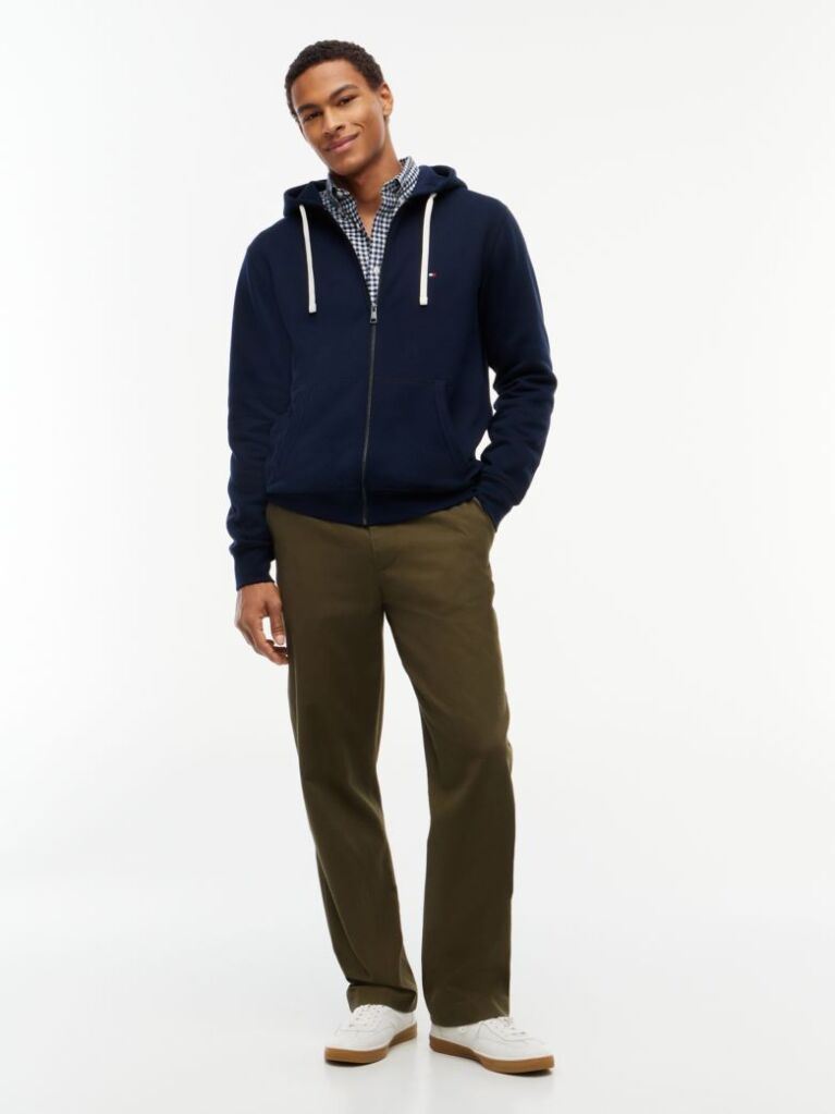 Μπλε Fleece Hoody Με Φερμουάρ Και Κεντητό Σημαιάκι  Άνδρες