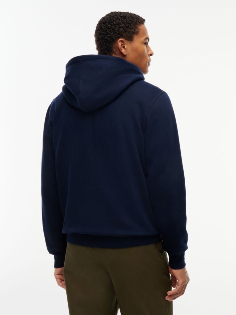 Μπλε Fleece Hoody Με Φερμουάρ Και Κεντητό Σημαιάκι  Άνδρες