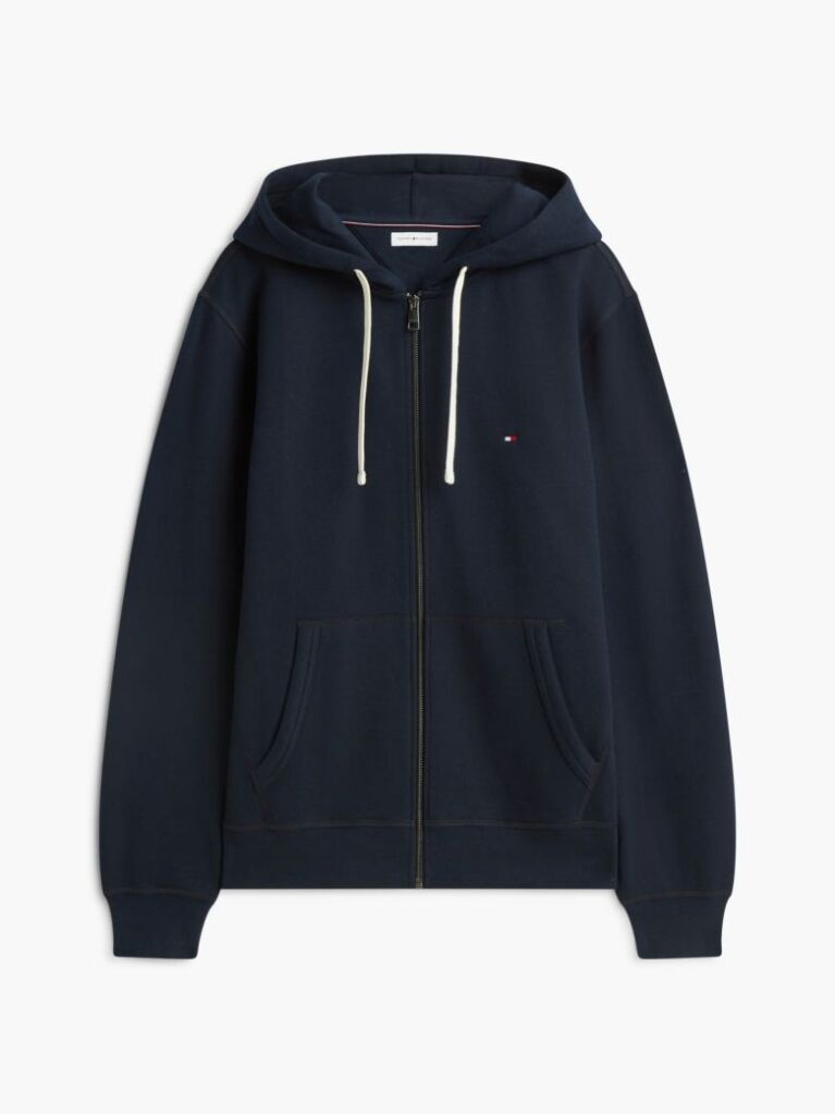 Μπλε Fleece Hoody Με Φερμουάρ Και Κεντητό Σημαιάκι  Άνδρες