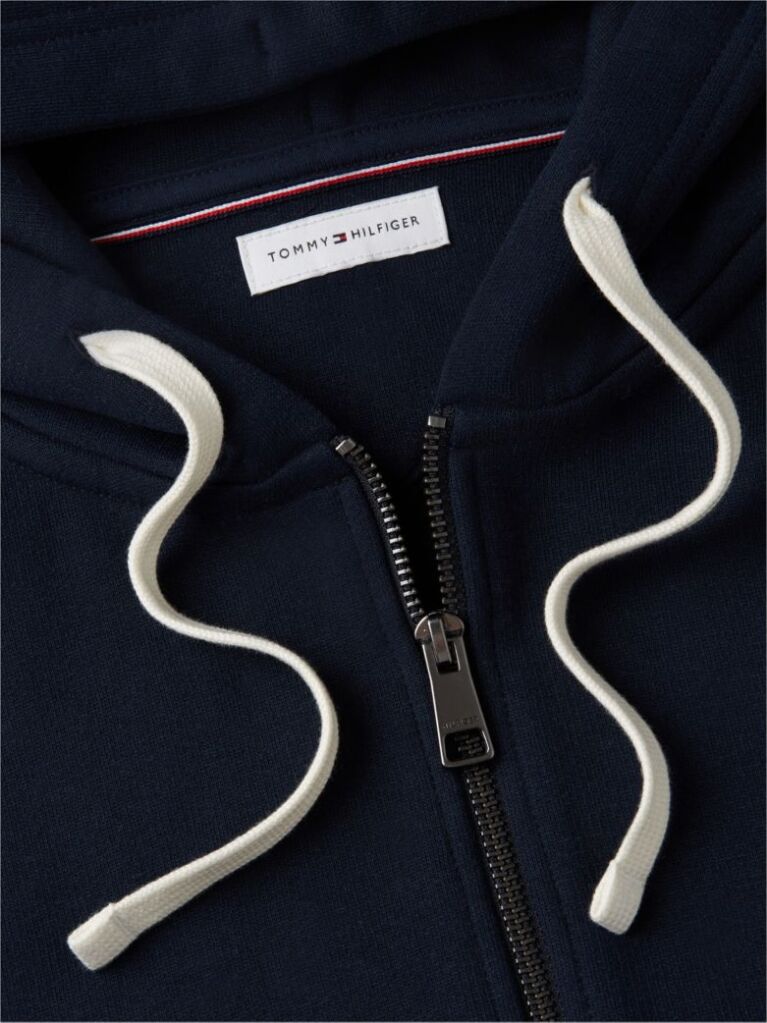 Μπλε Fleece Hoody Με Φερμουάρ Και Κεντητό Σημαιάκι  Άνδρες