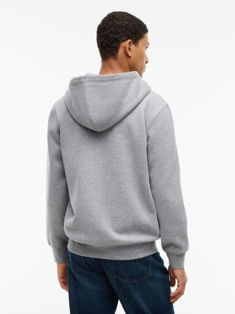Γκρι Fleece Hoody Με Φερμουάρ Και Κεντητό Σημαιάκι  Άνδρες