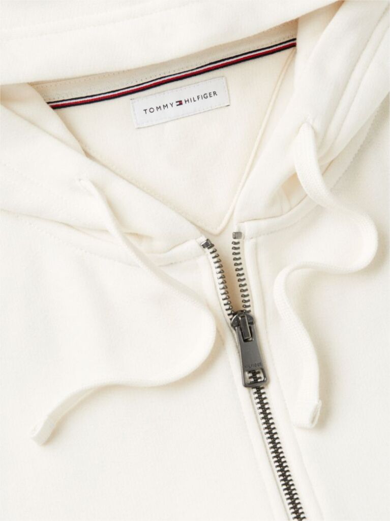 Μπεζ Fleece Hoody Με Φερμουάρ Και Κεντητό Σημαιάκι  Άνδρες
