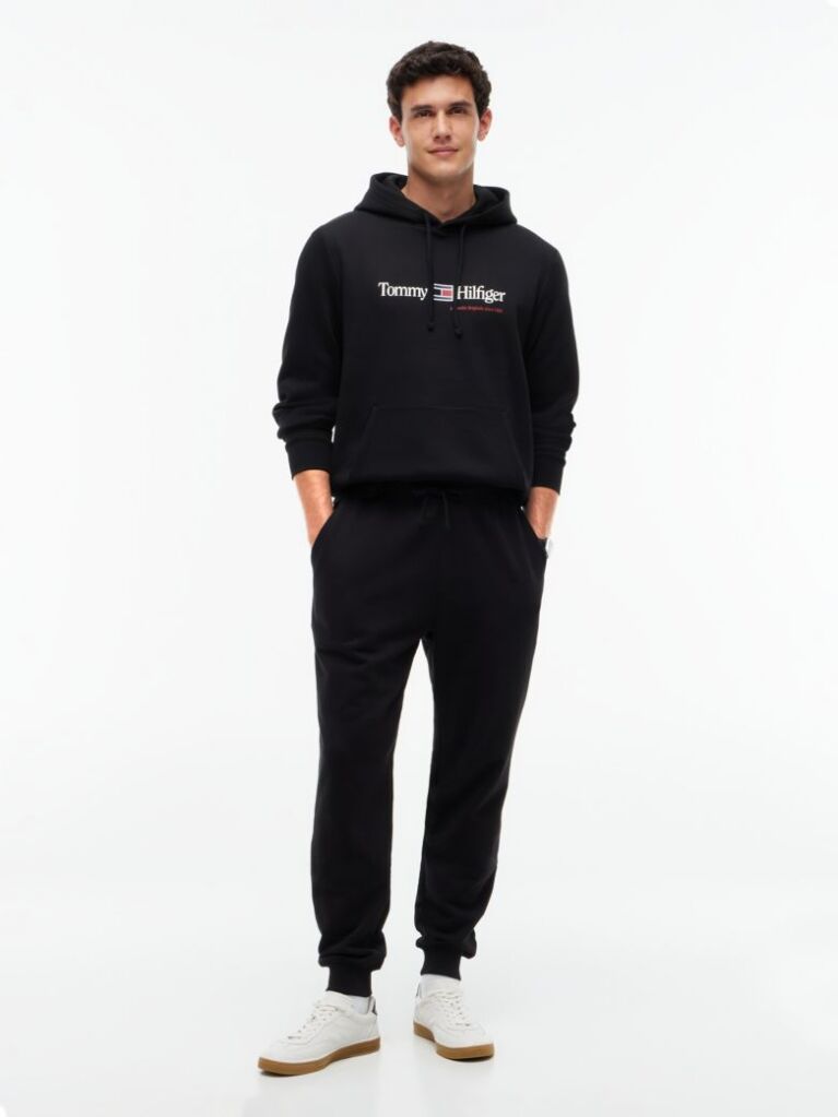 Μαύρο Fleece Hoody Με Λογότυπο  Άνδρες