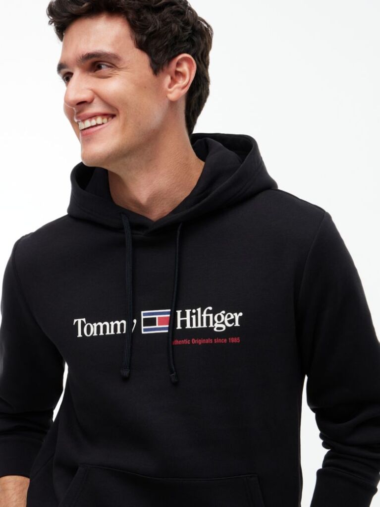 Μαύρο Fleece Hoody Με Λογότυπο  Άνδρες