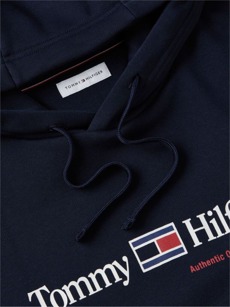 Blue Logo Fleece Drawstring Hoody  Men