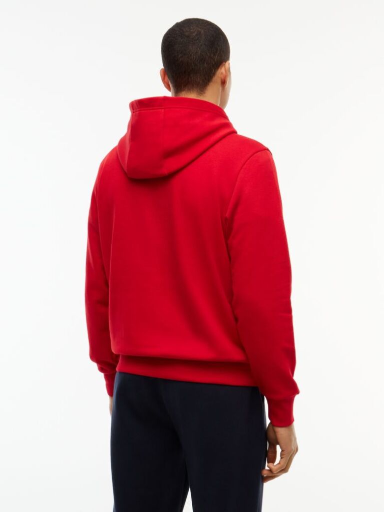 Red Logo Fleece Drawstring Hoody  Men
