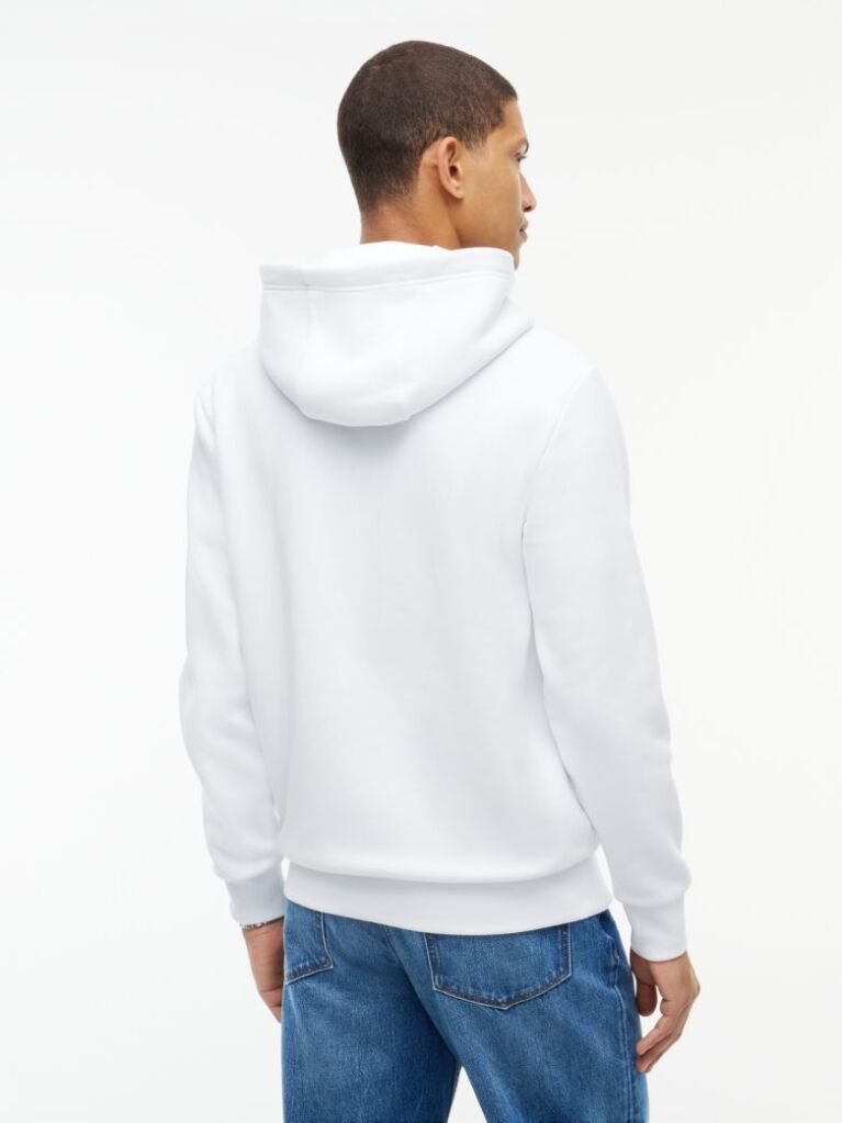 White Logo Fleece Drawstring Hoody  Men