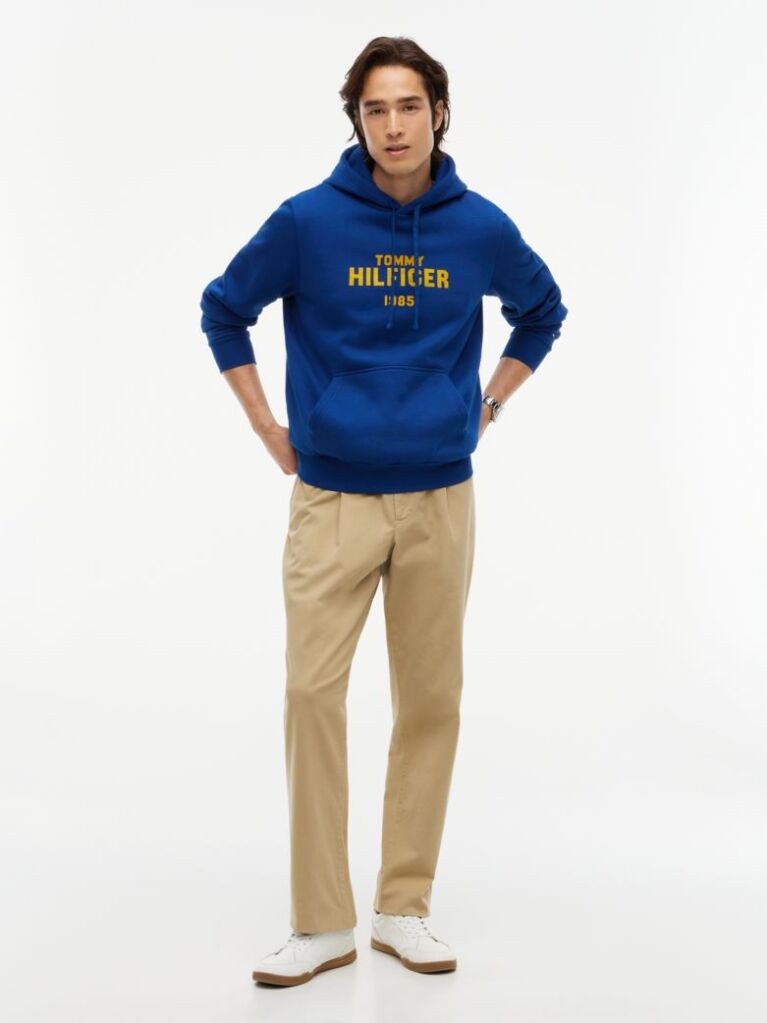 Blue Logo Embroidery Fleece Hoody  Men