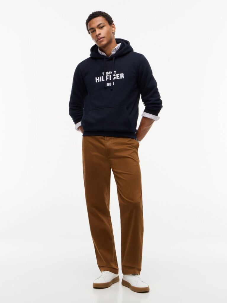 Μπλε Fleece Hoody Με Κεντητό Λογότυπο  Άνδρες