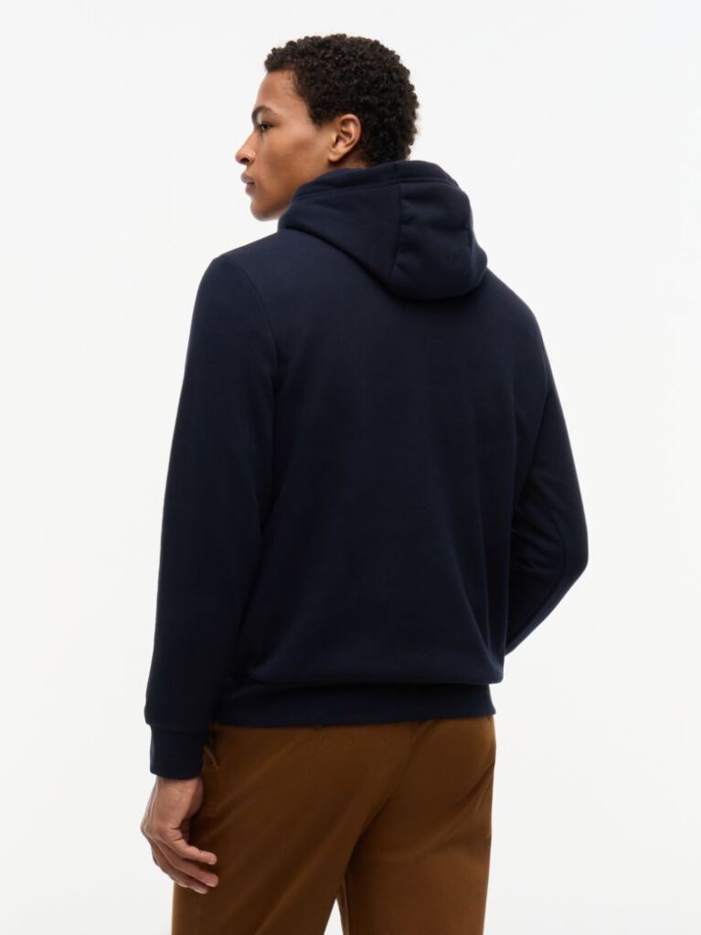 Μπλε Fleece Hoody Με Κεντητό Λογότυπο  Άνδρες