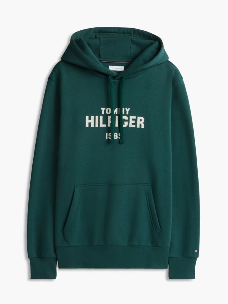 Green Logo Embroidery Fleece Hoody  Men