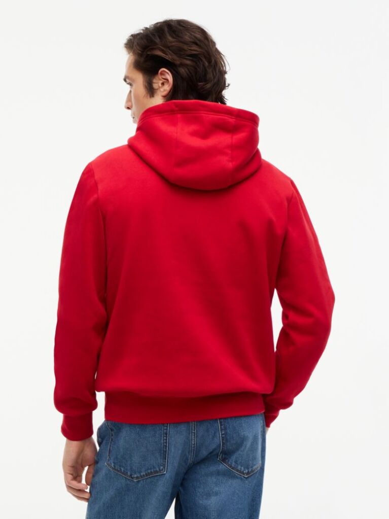 Red Logo Embroidery Fleece Hoody  Men