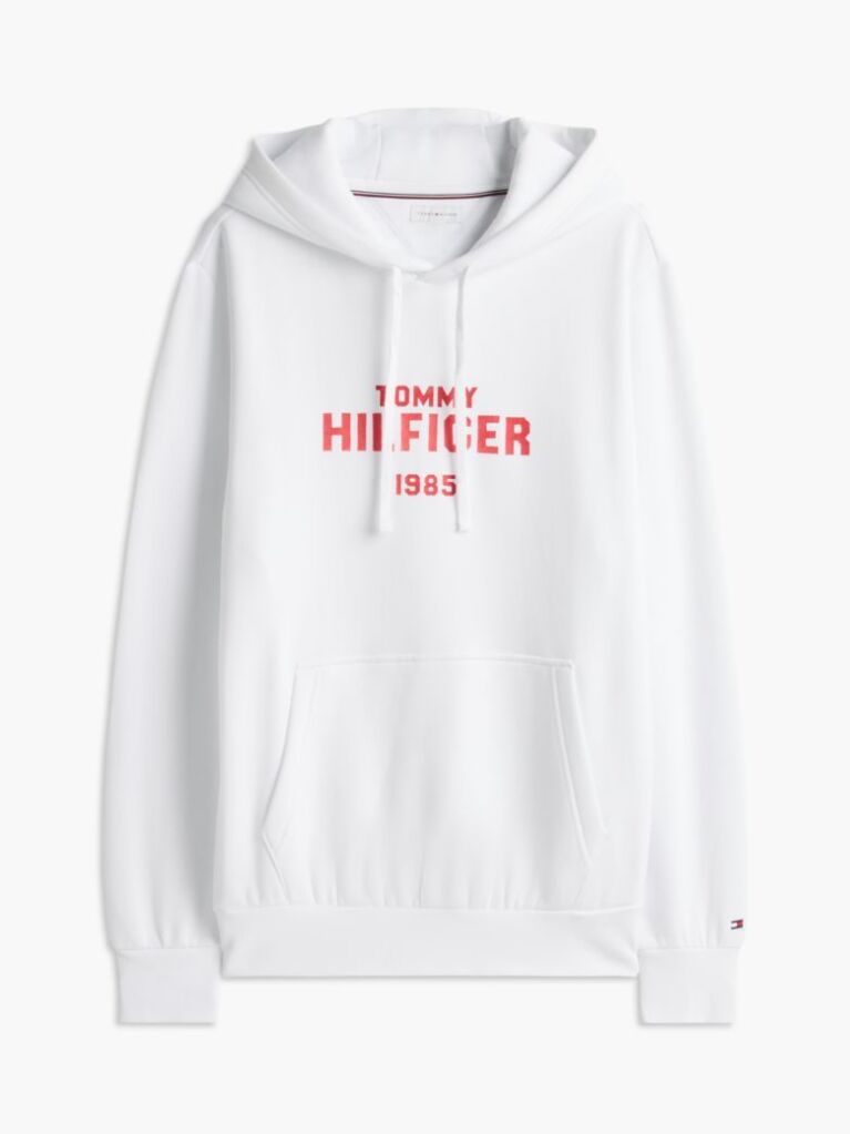 Άσπρο Fleece Hoody Με Κεντητό Λογότυπο  Άνδρες