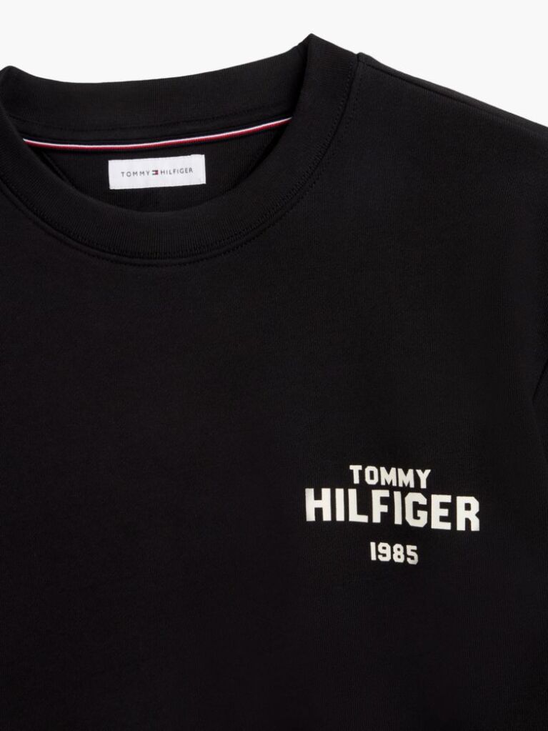 Black 1985 Logo Terry Crew Neck Sweatshirt  Men