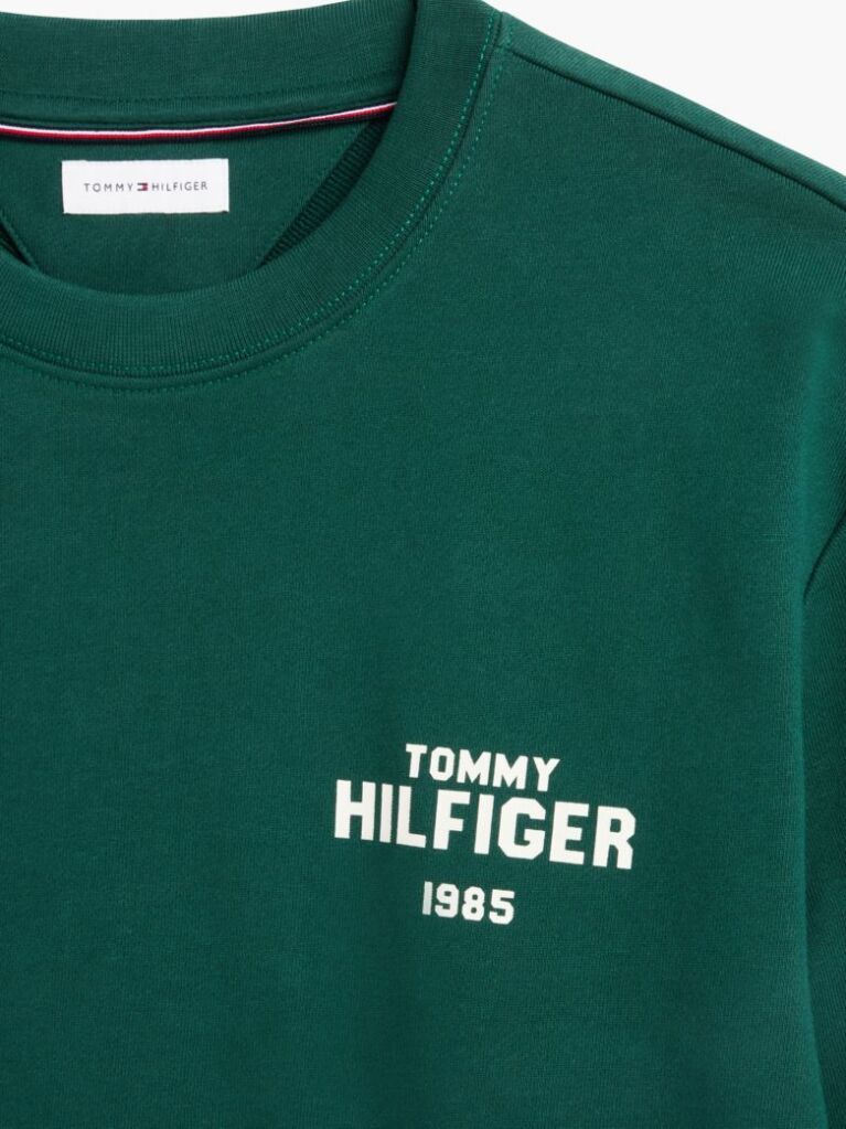 Green 1985 Logo Terry Crew Neck Sweatshirt  Men