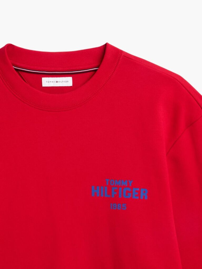 Red 1985 Logo Terry Crew Neck Sweatshirt  Men