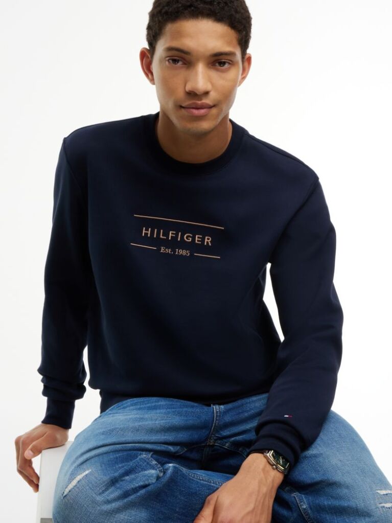 Blue Logo Intechno Knit Sweatshirt  Men
