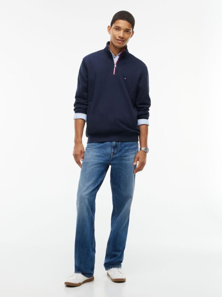 Blue Global Stripe Terry Quarter-Zip Sweatshirt  Men