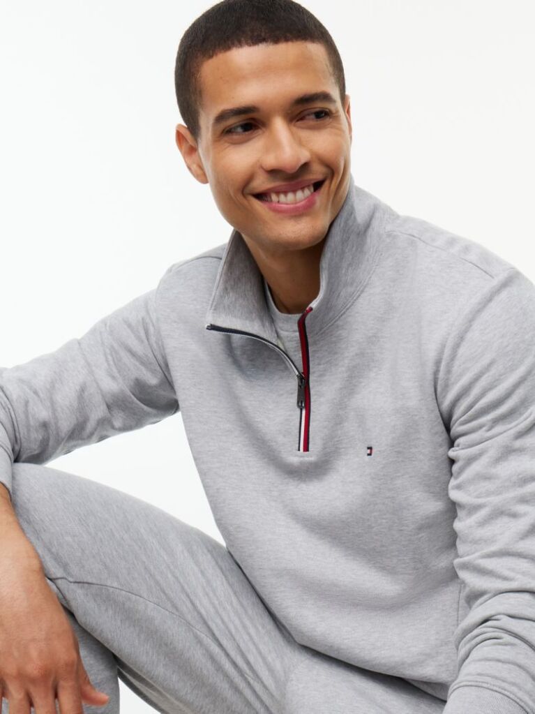 Grey Global Stripe Terry Quarter-Zip Sweatshirt  Men