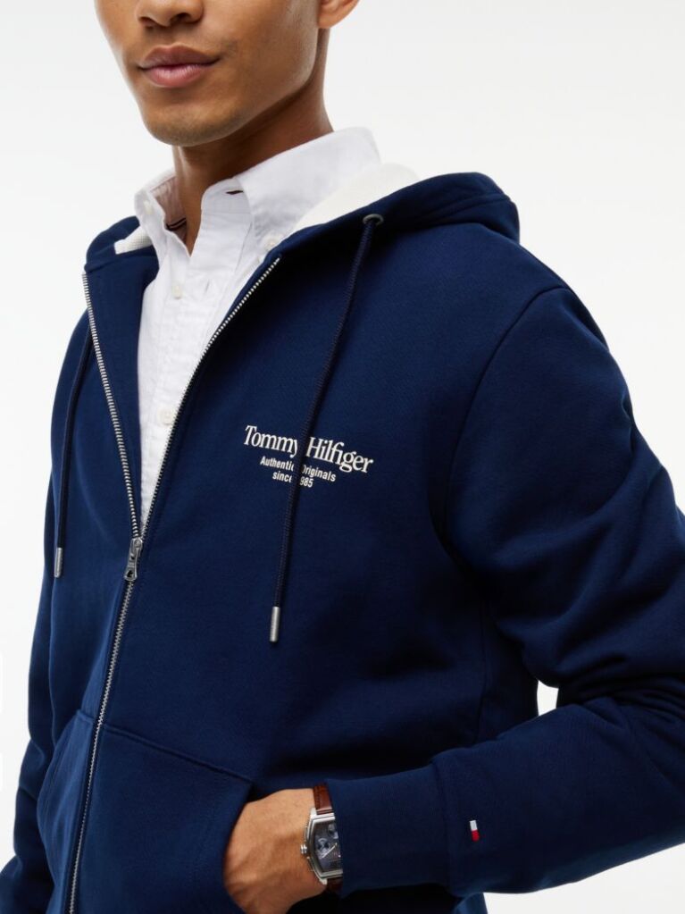 Μπλε Hoody Με Φερμουάρ Και Πίσω Σχέδιο  Άνδρες