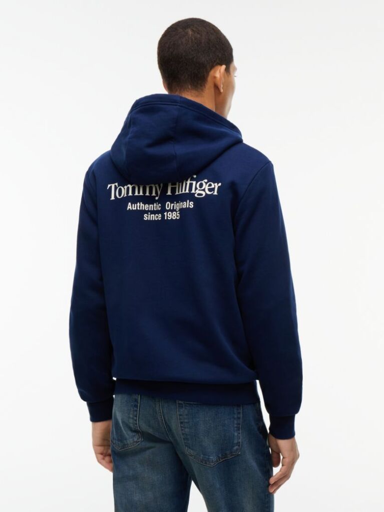 Μπλε Hoody Με Φερμουάρ Και Πίσω Σχέδιο  Άνδρες
