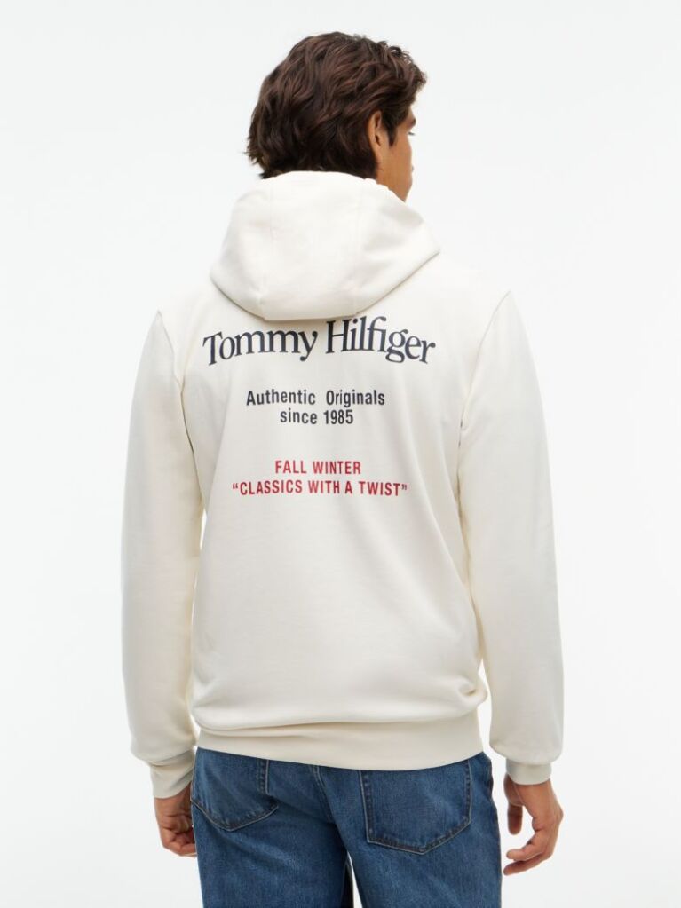 Μπεζ Hoody Με Φερμουάρ Και Πίσω Σχέδιο  Άνδρες