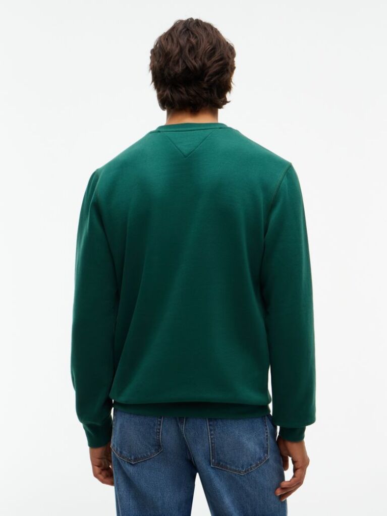 Green Peached Fleece Crew Neck Sweatshirt  Men
