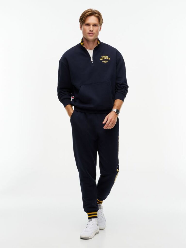 Blue Varsity Relaxed Quarter-Zip Sweatshirt  Men