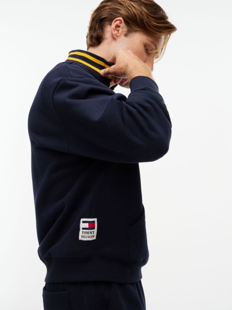 Blue Varsity Relaxed Quarter-Zip Sweatshirt  Men