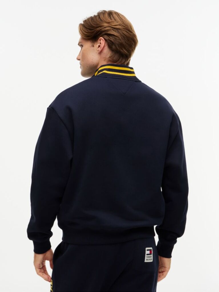 Blue Varsity Relaxed Quarter-Zip Sweatshirt  Men