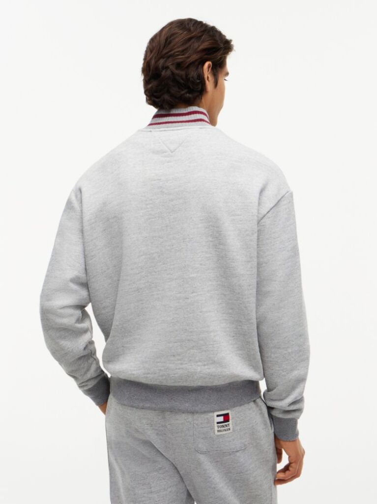 Grey Varsity Relaxed Quarter-Zip Sweatshirt  Men