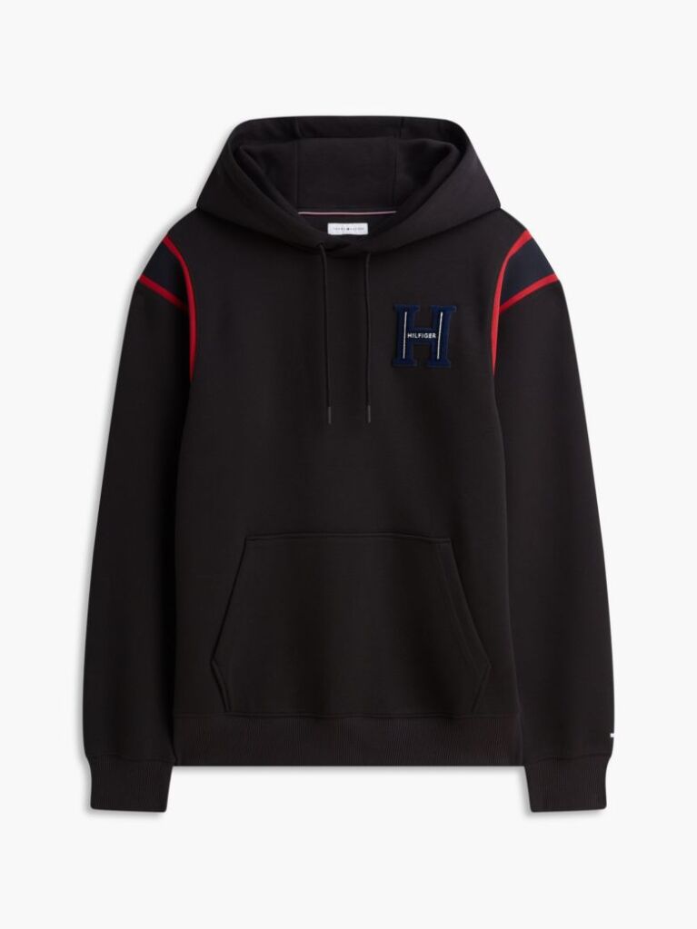 Μαύρο Hoody Με Varsity Λογότυπο Και Λεπτομέρεια Σε Αντίθεση  Άνδρες
