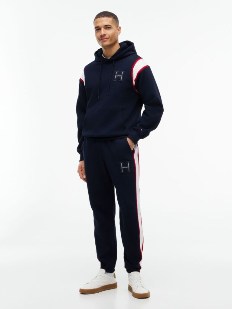 Blue Varsity Logo Contrast Stripe Hoody  Men