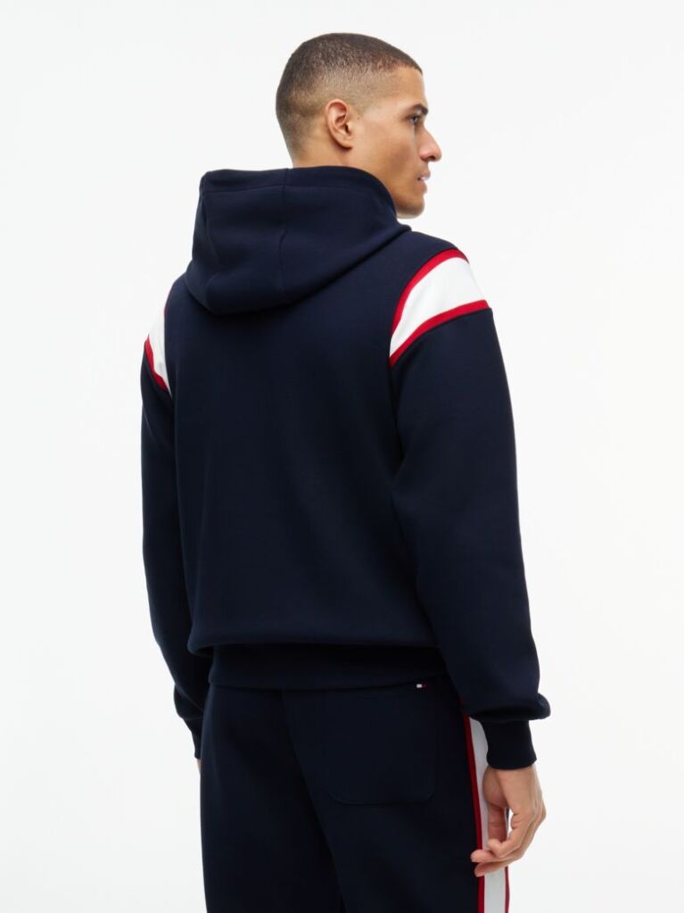 Blue Varsity Logo Contrast Stripe Hoody  Men