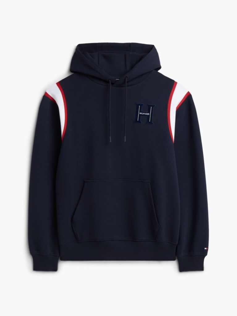 Blue Varsity Logo Contrast Stripe Hoody  Men