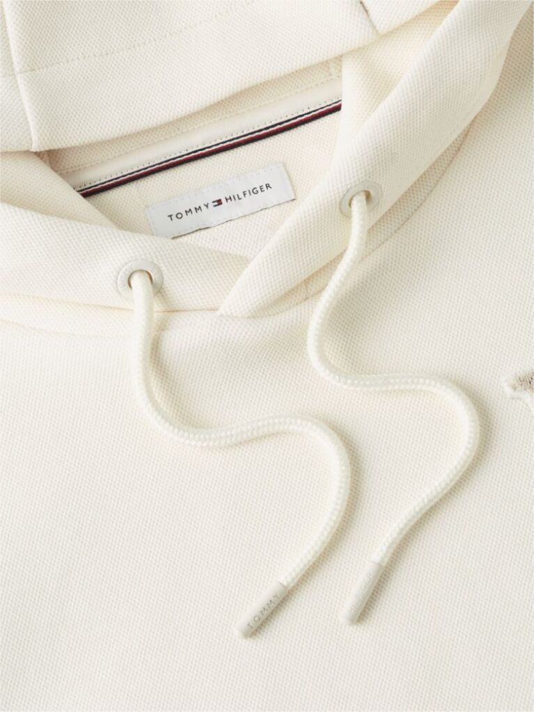 Beige Varsity Logo Contrast Stripe Hoody  Men