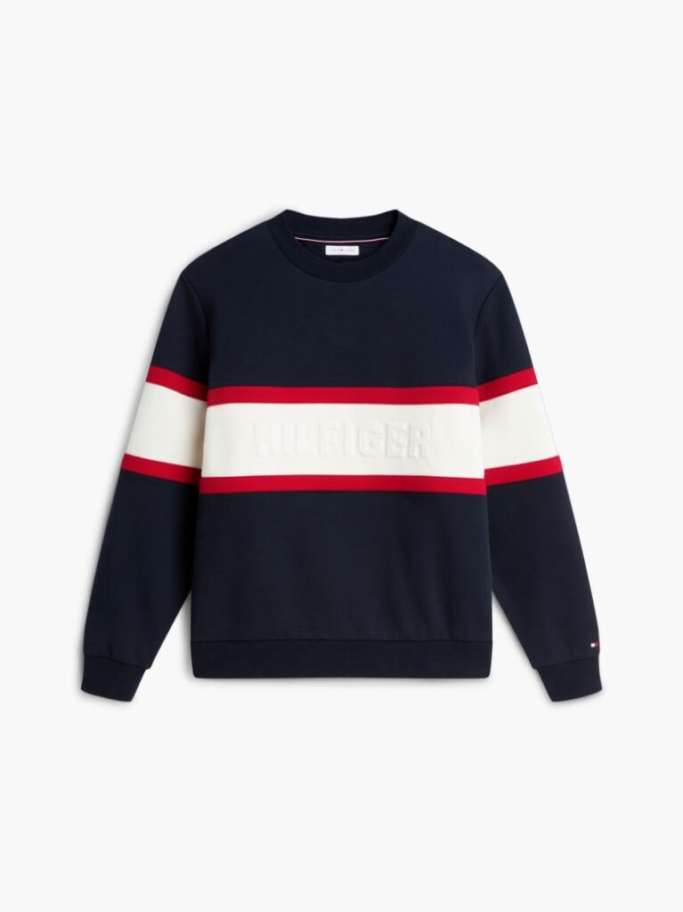 Blue Colour-Blocked Intecho Knit Sweatshirt  Men
