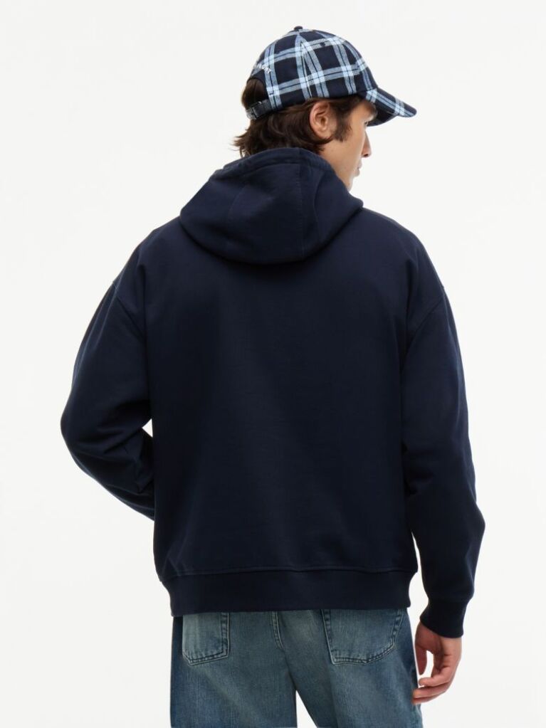 Μπλε Άνετο Fleece Hoody Με Λογότυπο  Άνδρες