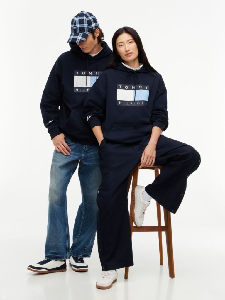 Μπλε Άνετο Fleece Hoody Με Λογότυπο  Άνδρες
