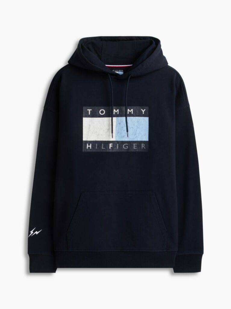 Μπλε Άνετο Fleece Hoody Με Λογότυπο  Άνδρες
