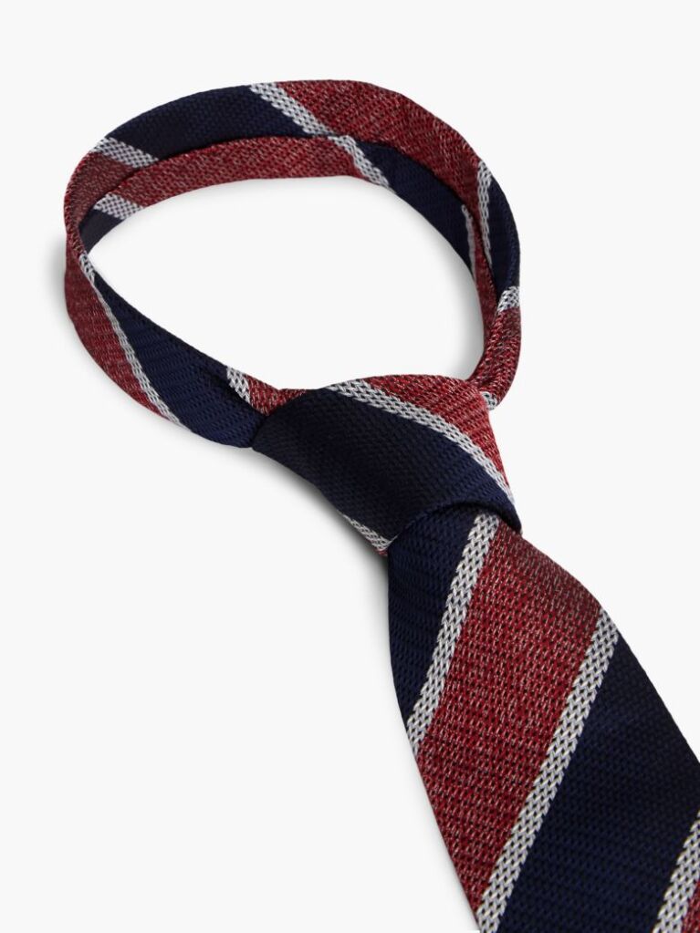 Multi New York Label Pure Silk Stripe Tie  Men