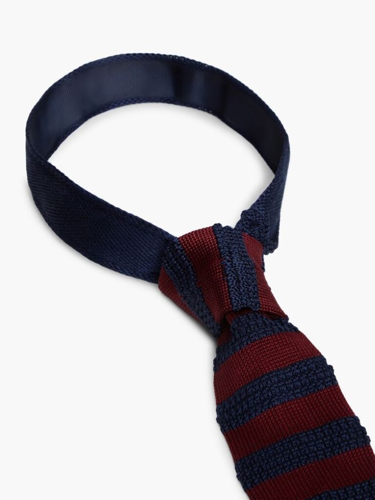 Red New York Label Pure Silk Knit Tie  Men
